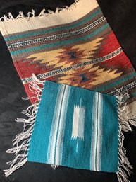 Two Mexican Woven Mats  Approximately 9'x10' 15'x19'