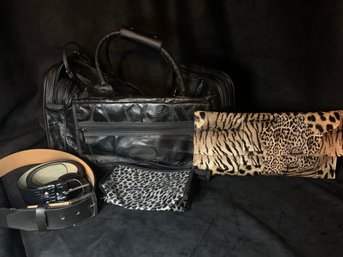 Black Tote Animal Print Clutch Belts And Pouch