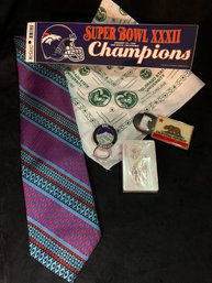 Vintage Tie Bandana Bottle Openers Playing Cards And Bronco Bumper Sticker