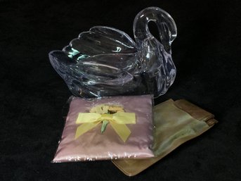 Vintage Plastic Swan Sachet Rain Bonnet