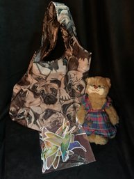 Pug Shopping Bag Kitty Plush Hummingbirds