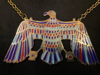 Vintage Copper Tone Native American Style Eagle Bird Pendant Necklace