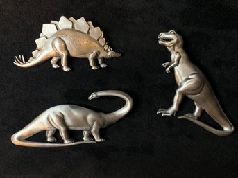 Vintage JJ Jonette Dinosaur Brooches Pins 1986