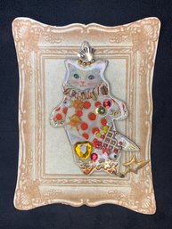 Vintage Festive Cat Pin By Creations By Frances Creative Jewelry
