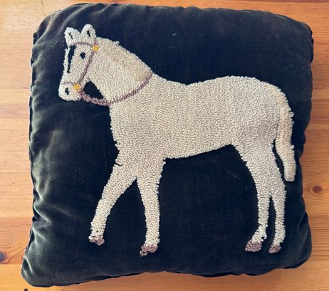 Velvet Backed Tufted Horse Pillow
