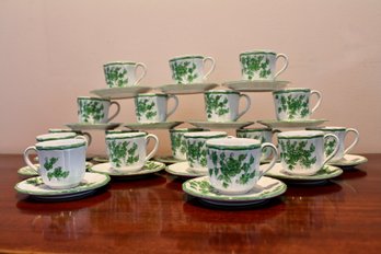 18 Italian Green And White Demitasse