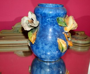 Ceramic Blue Majolica Vase
