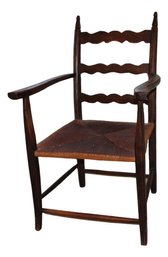 Antique Rush Seat Arm Chair