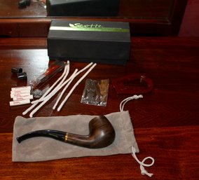 New In Box Scottie Pipe And Vintage Pipe Stand