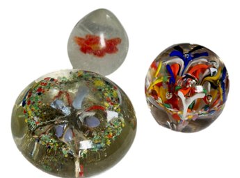 Three Blown Glass Paperweights Lot H
