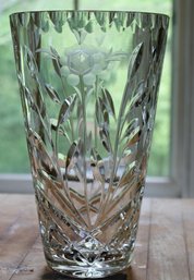 Cut Class Vase With Etched Flowers