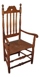 Early Curly Maple Bannister Back Arm Chair