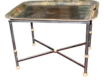 Painted Iron Base With Tole Tray