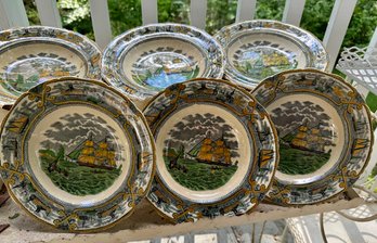 Set Of English Masons Dishes With American Theme