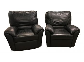 Pair Vegan Leather Plush Recliners