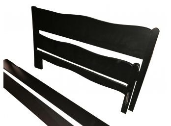 Black Painted Wood Full Size Bed Frame With Slats