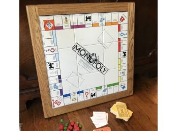 Framed Tile Monopoly Game Board With Game Pieces