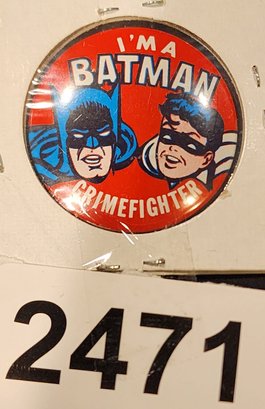 Vintage Original 1966 Batman & Robin 'I'm A Batman Crimefighter Pinback