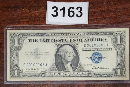 U S Currency 1957 Onne Dollar Silver Certificate Incredible Condition