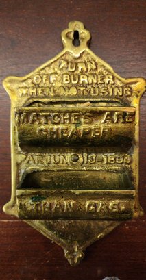 Antique Original Solid Brass Match Holder/Dispenser Stamped Believed 1841