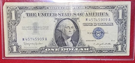 U S Currency 1957 B Silver Certificate One Dollar Note Very Clean Bill In Great Shape