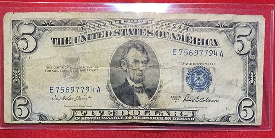 U S Currency 1953 A Five Dollar Silver Certificate Possible Error Note Printing Set Low Great Condition