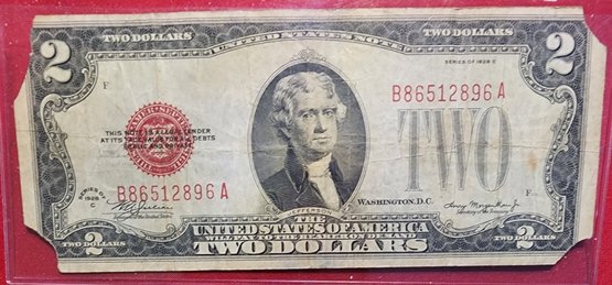 U S Currency 1928 C Series Two Dollar Red Seal Note