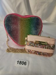 Betsey Johnson Heart Handbag And Card Case