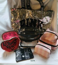 Victoria's Secret/ Pink Cosmetic Cases And Tote Bag (8 Pcs)