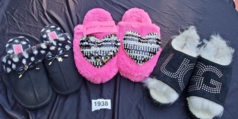 Lot Of Designer 'Fuzzy' Slides (3 Pairs)