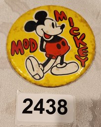 Rare Large  1960's Walt Disney MOD Mickey Mouse Pinback