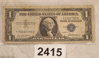 Rare Star Vintage 1957 U S Currency Silver Certificate   STAR NOTE