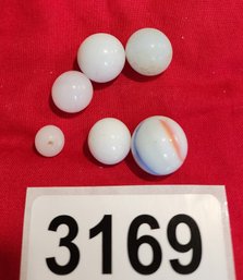 Various Vintage Size Lot Of White Marbles With Some Light Accents