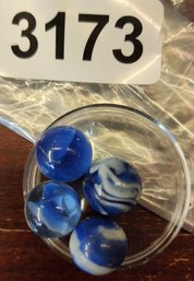 Incredible Lot Of 3 Vintage Blue & White Marbles