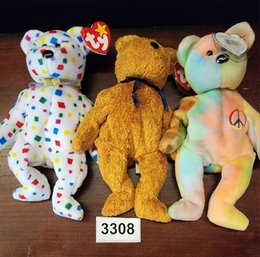 Lot Of 3 Vintage Original Beanie Babies  Told TB Connected To A Promo Or Event Note BB Not Our Area Of Ex