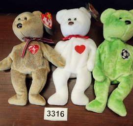 Vintage Original Beanie Babies Lot Of 3 Bears Told Typically Assoc To Event Or Holiday