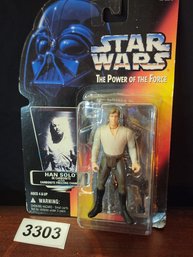 Rare Original Star Wars Power Of The Force Action Figure Han Solo In Carbonite Carded In Excellent Condition