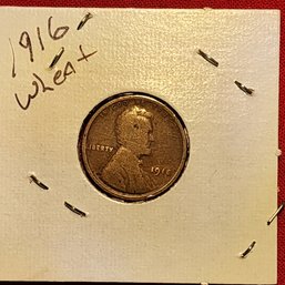 U S Currency 1916 One Cent Wheat Penny
