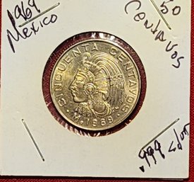 Mexico 1969 .999 Silver  50 Centavos