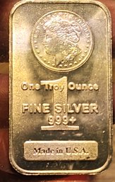 U S Silver One Troy Ounce .999 Silver Bar