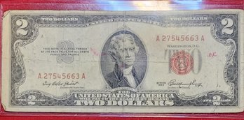 U S Currency 1953 Two Dollar Red Seal Note Great Condition