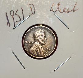 U S Currency 1951 D Lincoln Wheat Cent Excellent Condition