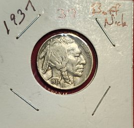 U S Currency 1937 Buffalo Nickel Clear Date Excellent Condition