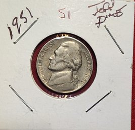U S Currency 1951 Jefferson Nickel