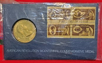 American Revolution Bicentennial First Day Issue Stamps & Coin In Outstanding Condition