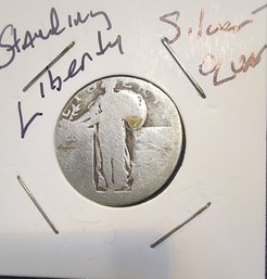 U S Currency Standing Liberty Silver Quarter