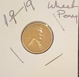Rare U S Currency 1919 Lincoln Wheat One Cent Piece Great Color Excellent Condition