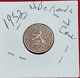 Nederlandse Antillen 1952one Cent Piece Nice Color
