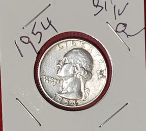 U S Currency 1954 Silver Washington Quarter