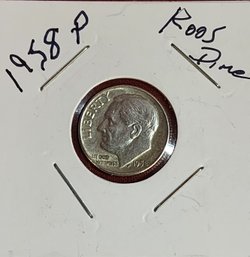 U S Currency  Silver 1958 P Roosevelt Ten Cent Piece